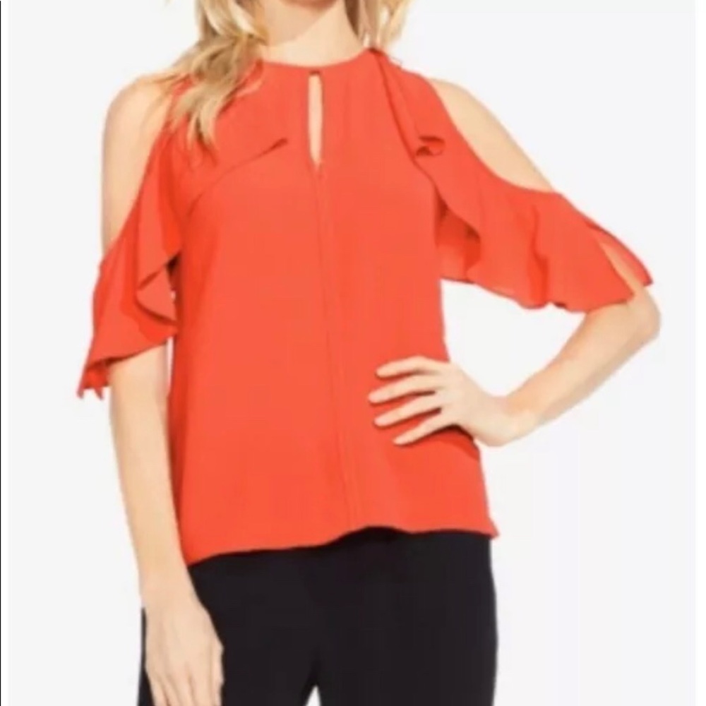 Vince Camuto Red Cold Shoulder Blouse